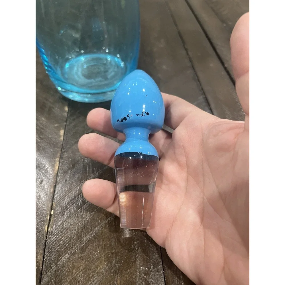 Jonathon Adler Happy Chic Blue Glass Decanter Stopper MCM 15.5